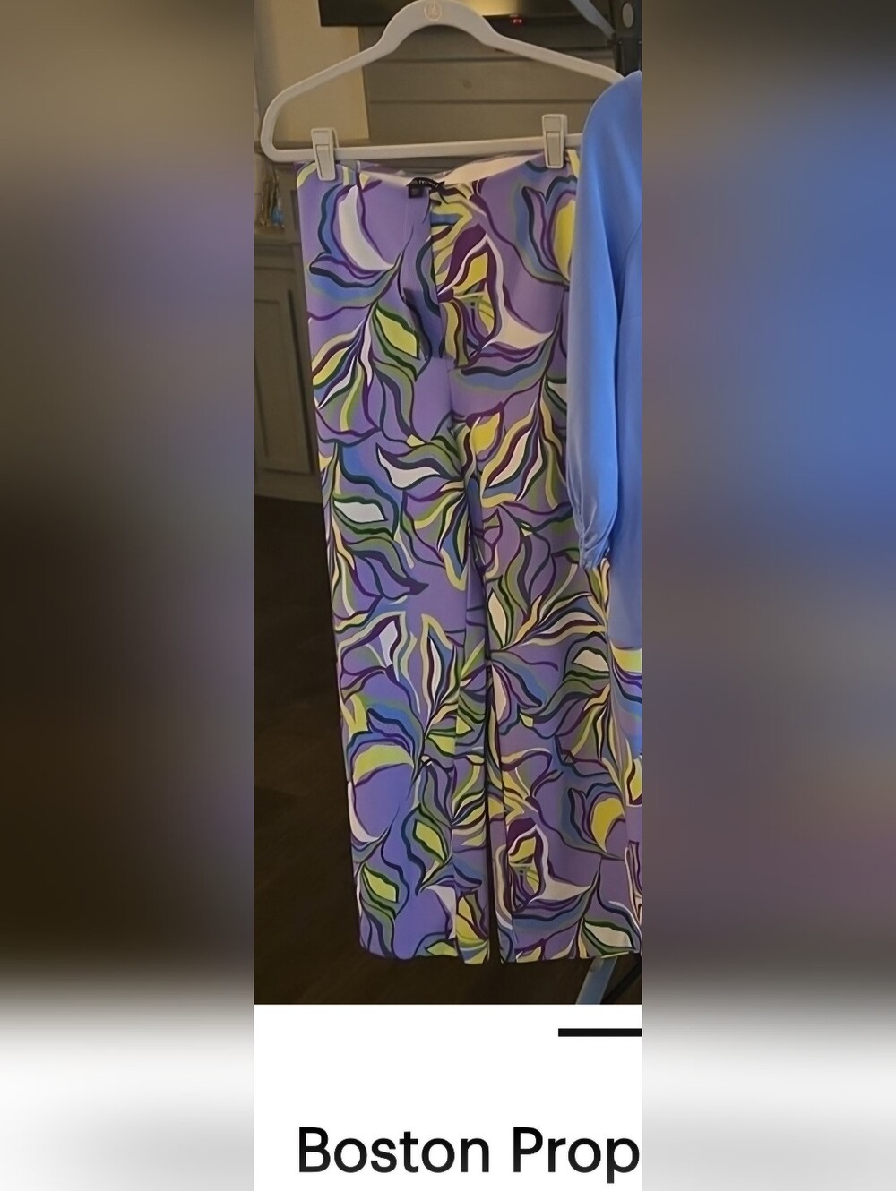 Boston Proper Lavender Abstract Floral Wide-Leg Pants